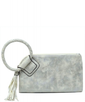 Fashion Cuff Handle Tassel Wristlet Clutch BP204 WHITE